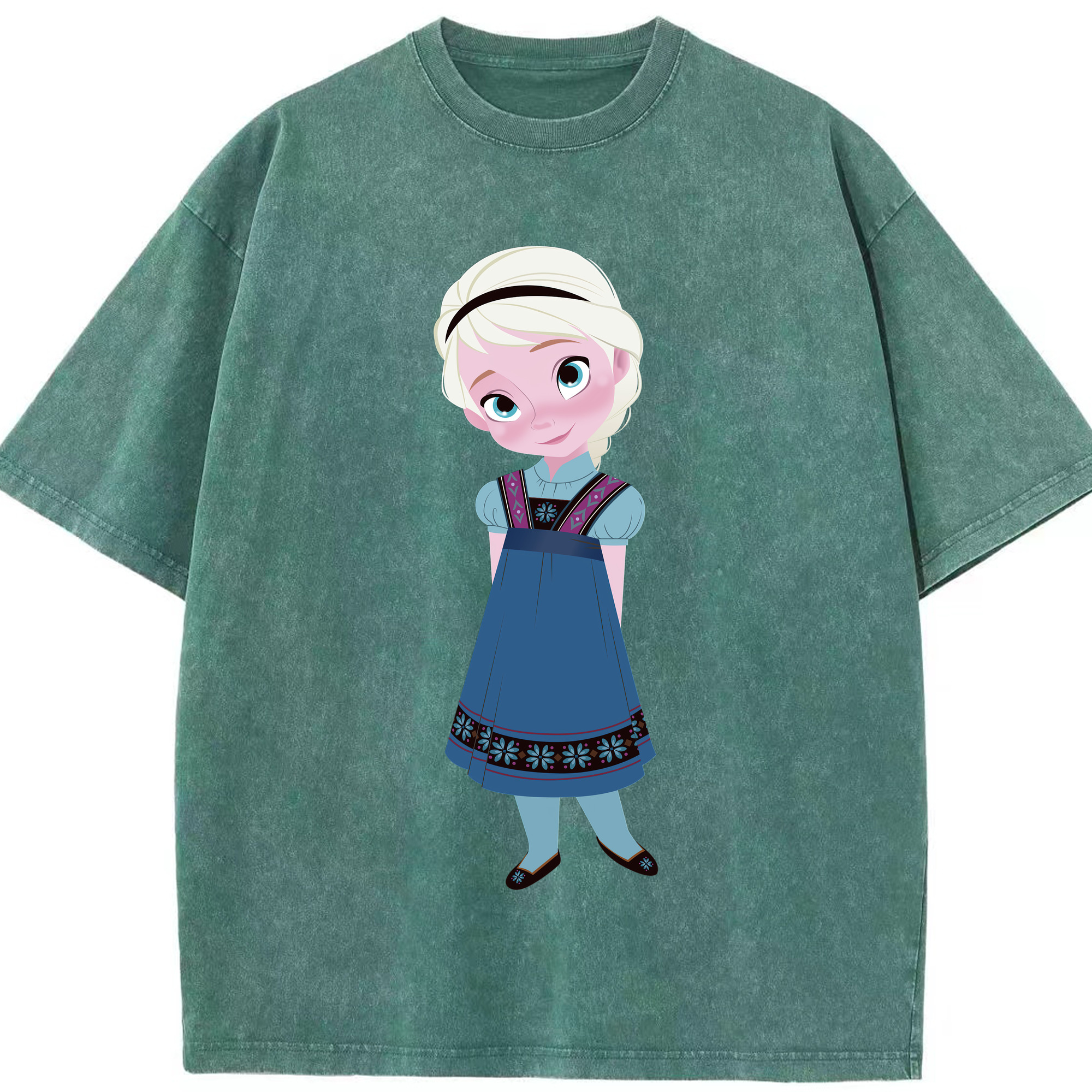 （画像用） アナと雪の女王 アンナ エルサ Frozen Anna Elsa 綿100% ヴィンテージ風 半袖Tシャツ（フロントプリント）